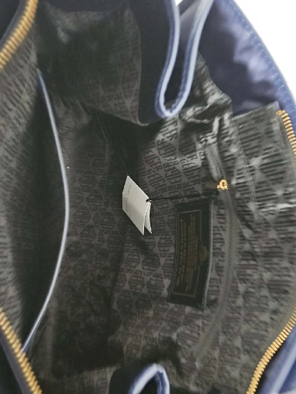 Kurt Geiger Navy Quilted Tote with Gold Lion Accent NWT - Picture 4 of 8